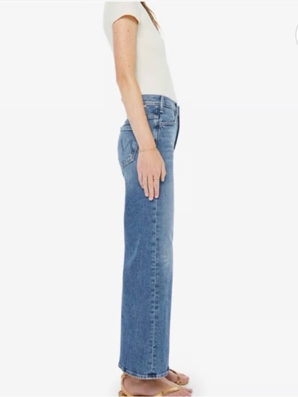 Mother Denim Hustler Roller Jeans in Slip and Fall Wash NWT Brunch Effortless - Picture 4 of 12